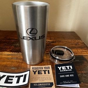 Yeti “Lexus” Tumbler Mug/20oz Stainless Steel Silver Tone Vacuum Insulated